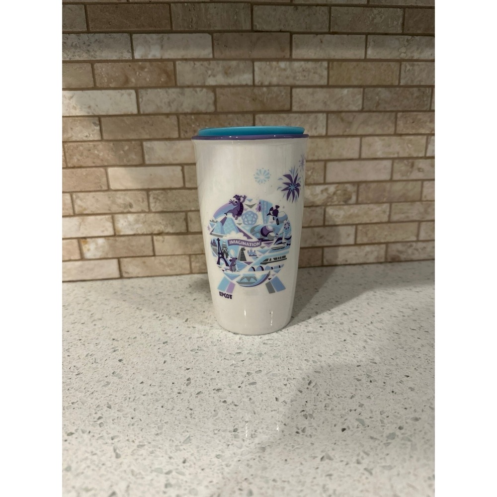 Starbucks Coffee 2019 Disney Epcot Retired Ceramic Travel Mug Tumbler w/Lid